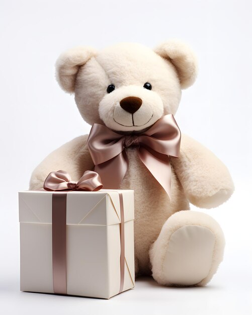 Foto teddybeer en geschenkkist