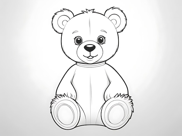 Teddybeer kleurpagina omtrek illustratie op witte achtergrond