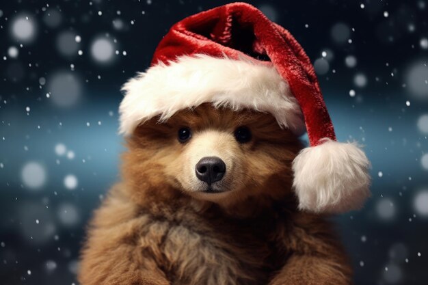 Teddybeer met Kerstman hoed kerstvakantie concept Generatieve AI