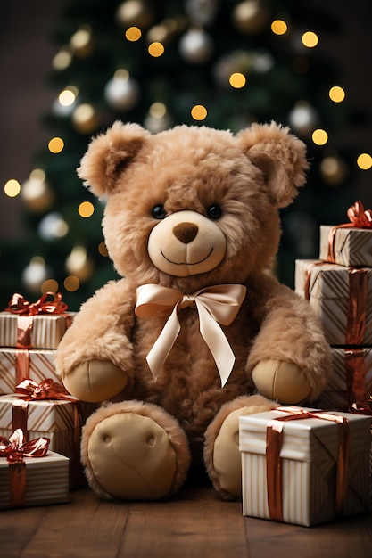 Teddybeer picknick decoratie fotografie van kerstboom