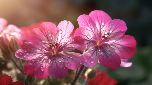 Tedere geraniums bloeien prachtig gebloeide generatieve AI