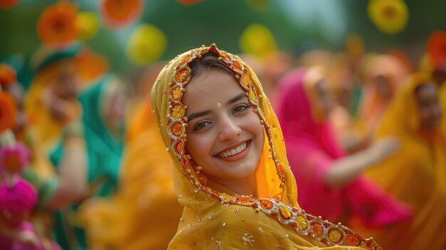 Foto festa di teej felice teej che segna l'occasione di teej con feste gioiose in cui amici e famiglia si riuniscono per festeggiare l'amore, la felicità e le benedizioni