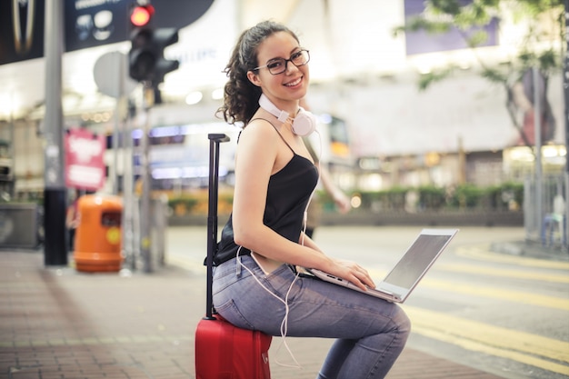 Teen girl traveling