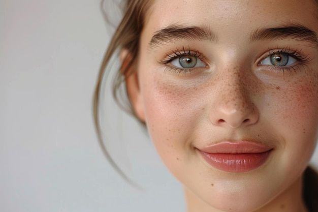 Фото Подростковая девушка с красивой свежей кожей и яркой улыбкой