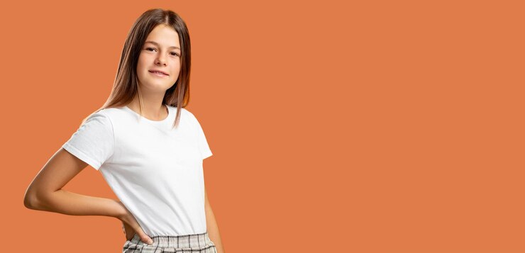 Teen lifestyle advertising background happy girl