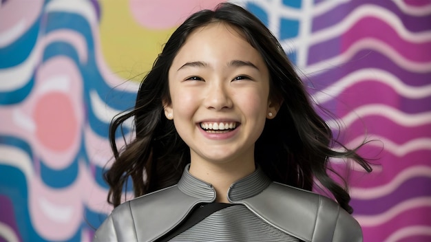 십대 아시아 여성 행복한 카메라에 미소