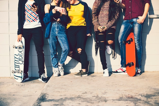 Teenage friends hanging out after school