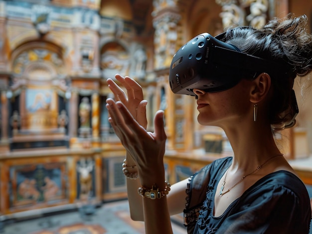 teenage gamer using vr headset illustrating the concept of virtual reality technology