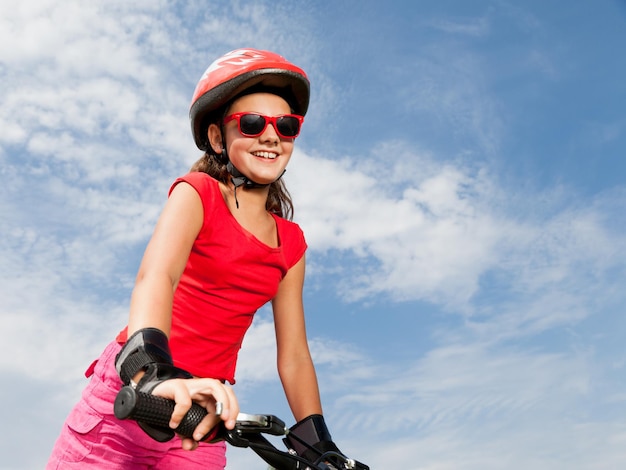 Teenage girl on a bicycle