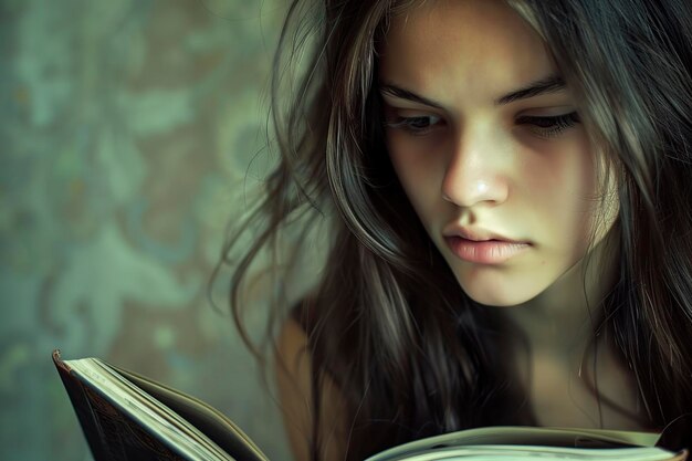 Foto ragazza adolescente che legge un libro