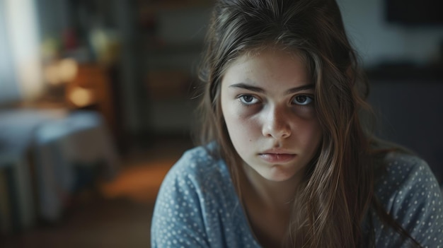 Foto un'adolescente con un'espressione perplessa che cerca di ricordare chi è e dove si trova