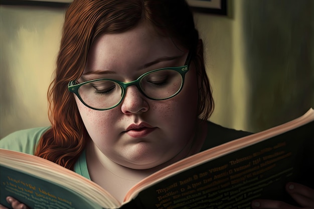 社会統合に問題がある 10 代の少女が一人で本を読む Ai が生成