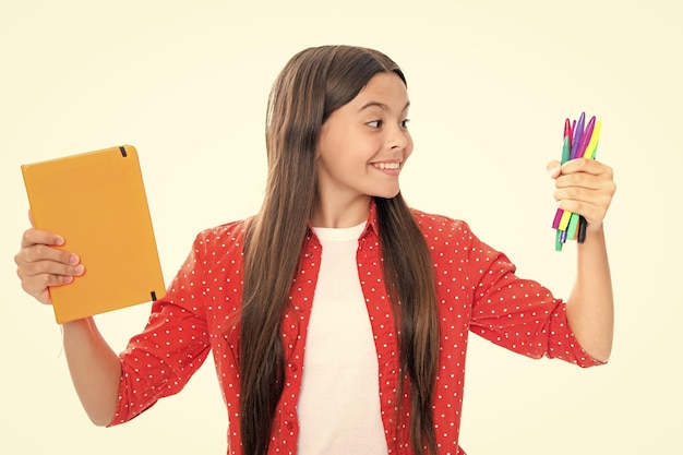 Teenage school girl with books schoolgirl student portrait of happy smiling teenage child girl