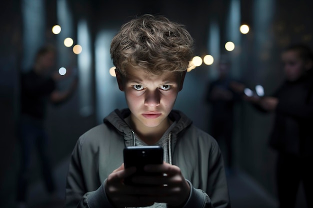 teenager being cyberbullied on a smart phone