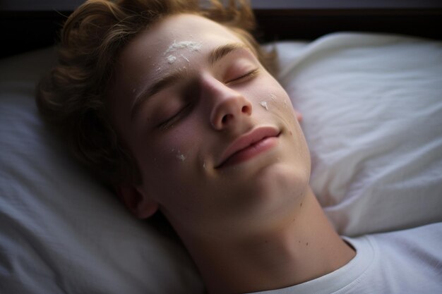 Teenager feeling relieved after finding a gentle cleanser for acne prone skin