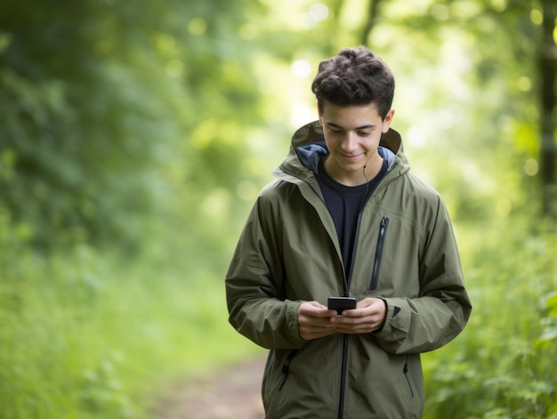 Teenager from Colombia using a smartphone for playing games