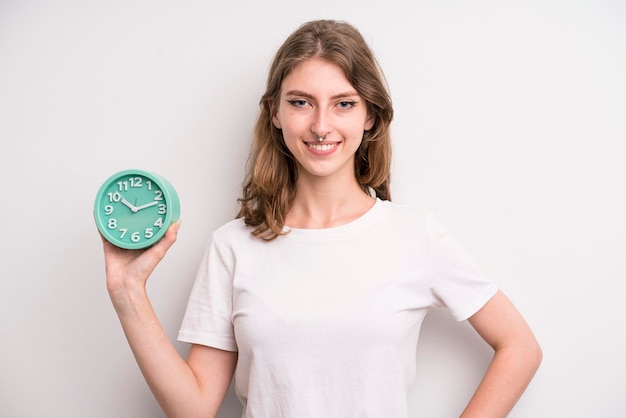 Teenager girl alarm clock concept