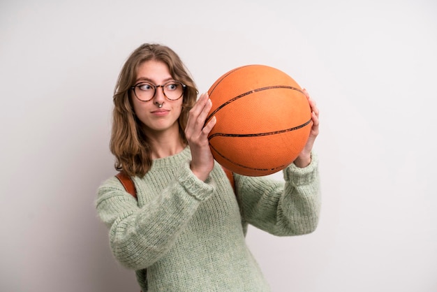 Teenager girl basketball concept