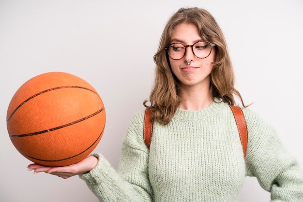 Teenager girl basketball concept