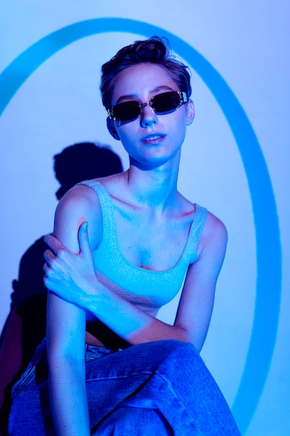 teenager in the light of movie projector