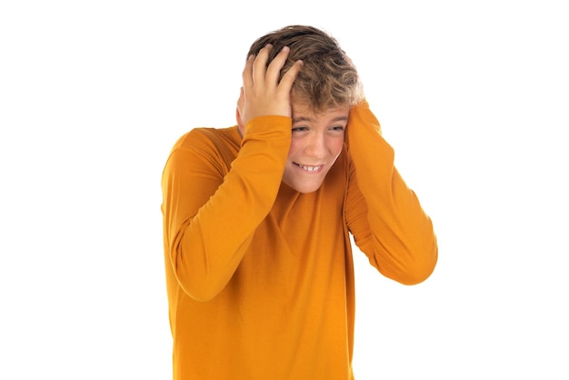 Teenager in orange tshirt