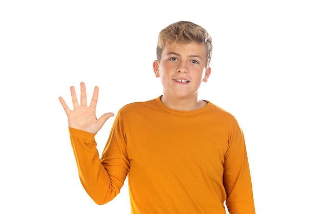 Teenager in orange tshirt