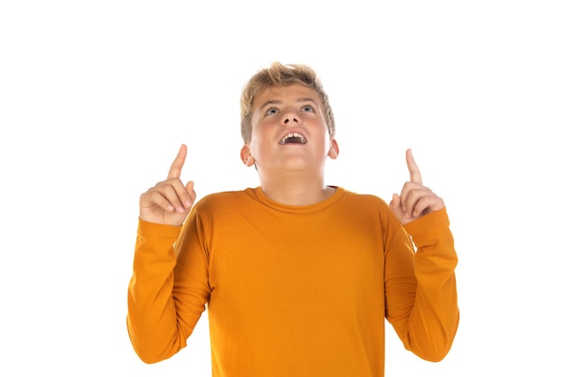 Photo teenager in orange tshirt