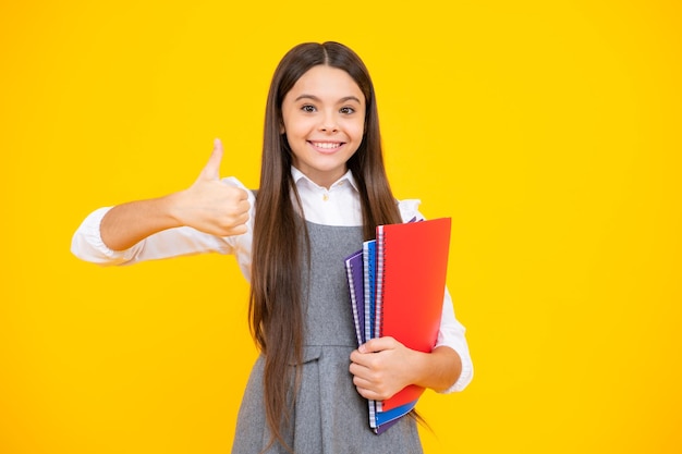 Teenager school girl study with books learning knowledge and kids education concept