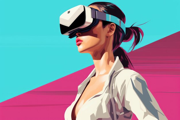 Подросток, носящий наушники виртуальной реальности и испытывающий виртуальную реальность