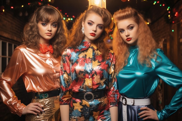 Photo teenagers flaunting 90s holidayinspired fashion trends at a lively christmas disco