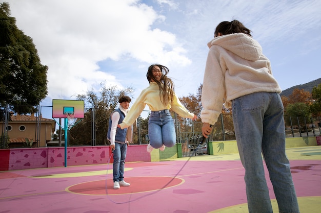 Teenagers friends having fun together