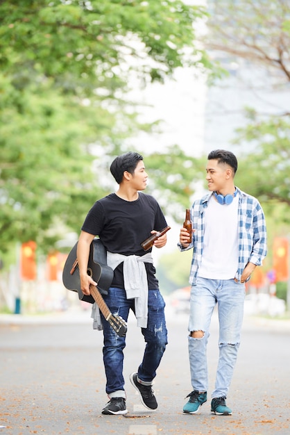 Teenagers walking in the park