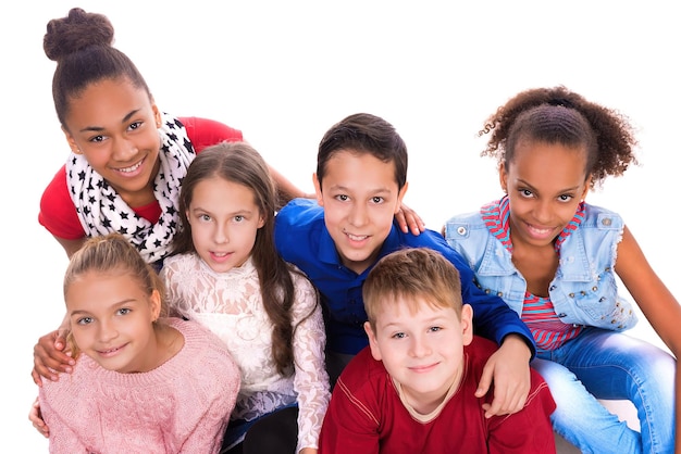 Photo teenagers with different complexion together