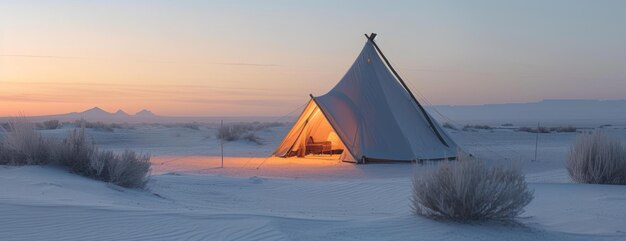 Teepee in Snowy Field