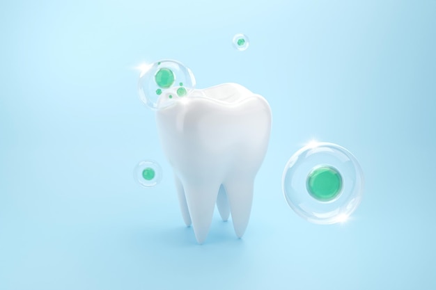 teeth with bubble of toothpaste