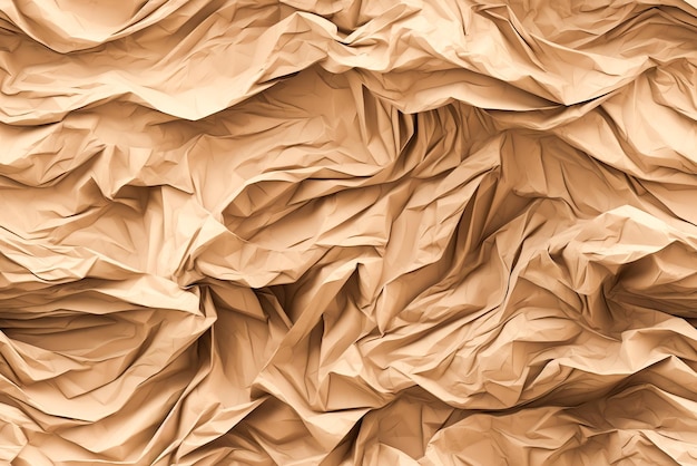 Tegel Naadloos patroon verfrommeld bruin papier achtergrond close-up van gekreukt papier Generatieve AI