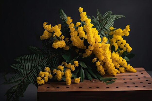 Teken met mimosa bloemen voor kerkelijk evenement of speciale gelegenheid