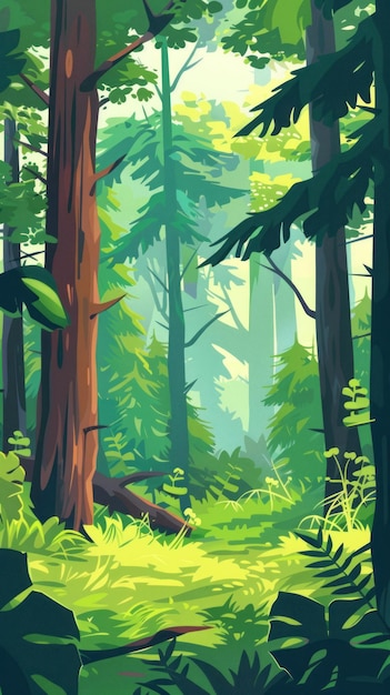 tekenfilm bosvlak illustratie