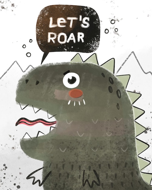 tekenfilm dinosaurus handtekening lettering dcor elementen