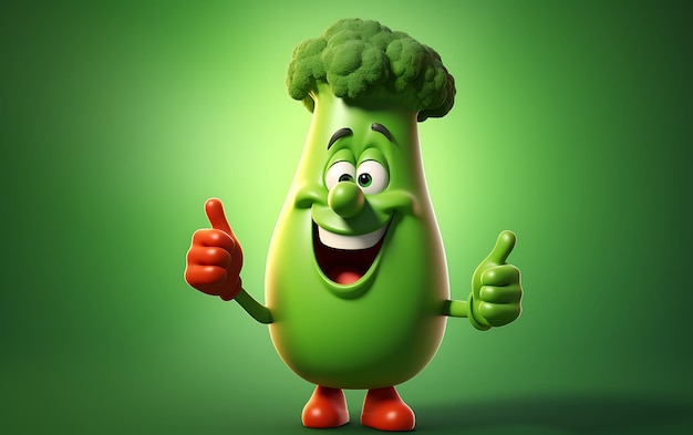 Foto tekenfilm groente grappige mascotte geven duimen omhoog concept eten gezond kind voedsel