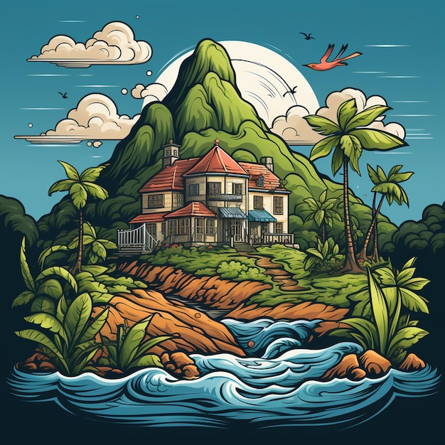 tekenfilm logo van het eiland