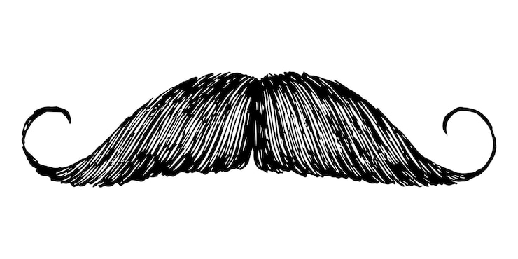 Foto tekening snor png sticker zwart wit ontwerp doorzichtige achtergrond