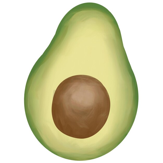 Foto tekening van een geïsoleerde avocado op een witte achtergrond