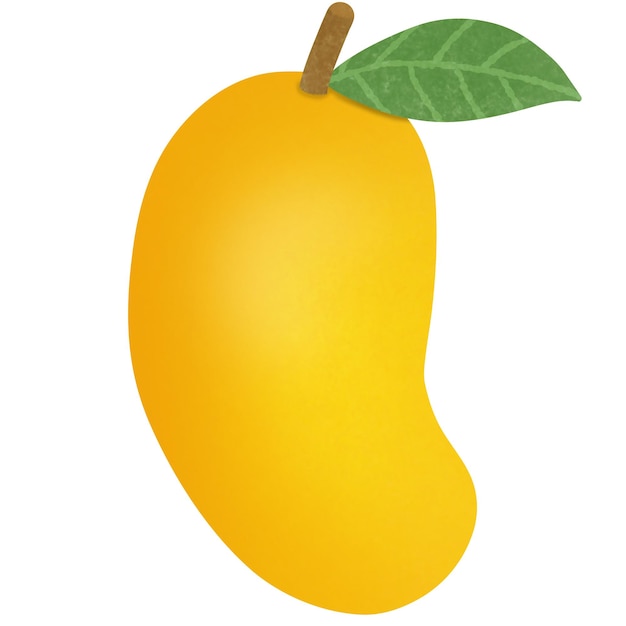 Foto tekening van een geïsoleerde mango op een witte achtergrond