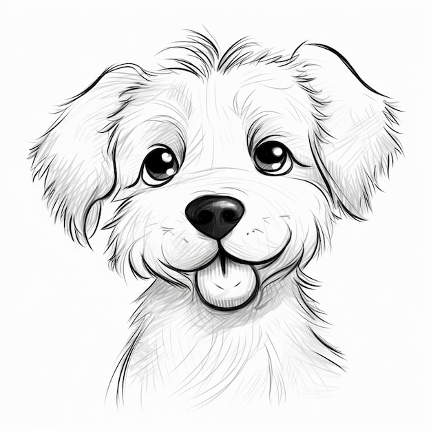 tekening van een hond met een grote glimlach op zijn gezicht generatieve ai