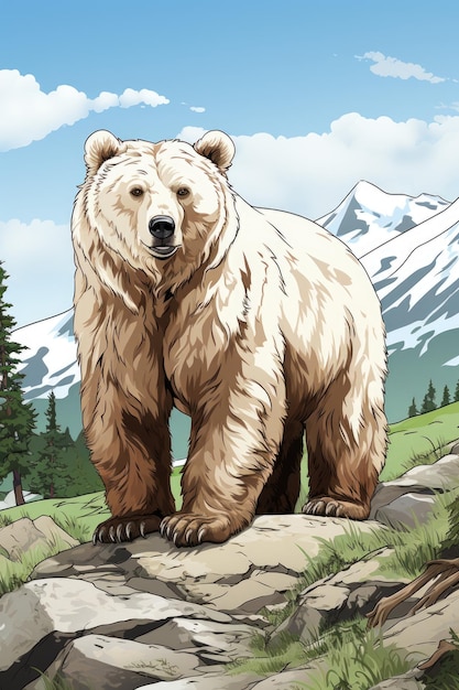 Tekening van een lijn van een lijntje van medische Big Bear Rabible Soliclete Illustratie o generatieve IA