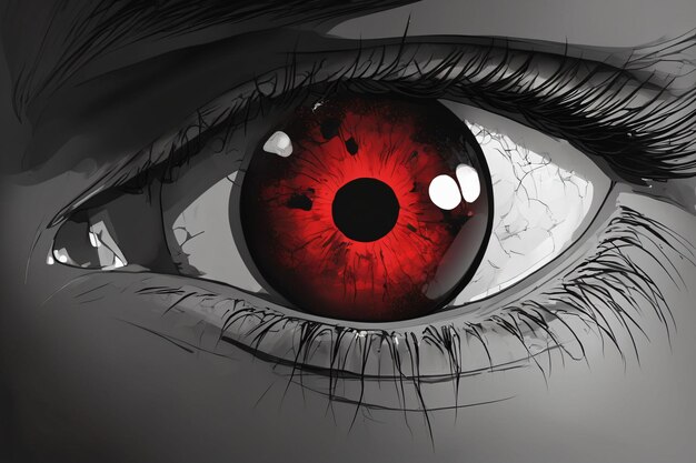 Foto tekening van een menselijk rood oog