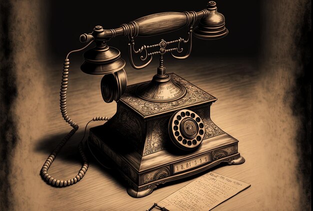 Tekening van een oud telefoonidee