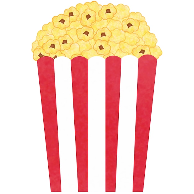 Tekening van popcorn geïsoleerd op witte achtergrond voor gebruik als een illustratie voedsel en snack concept
