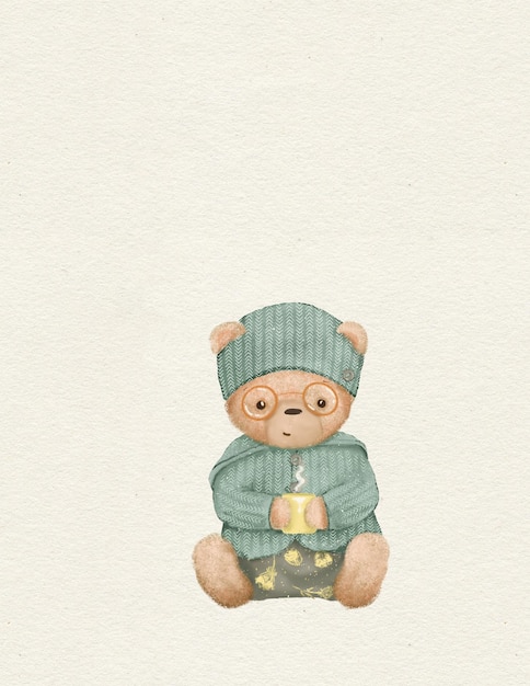 tekening van vintage speelgoed teddybeer